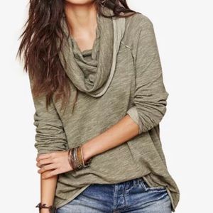 Free People Beach Cocoon Cowl Neck Green Top